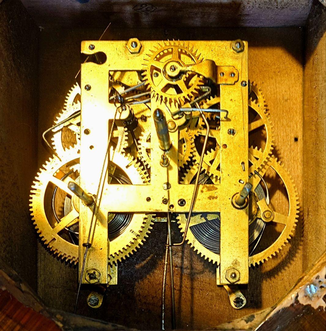 〈OH済完動・美品〉高野時計製造所旗印　金箔八角ゼンマイ振り子時計　アンティーク