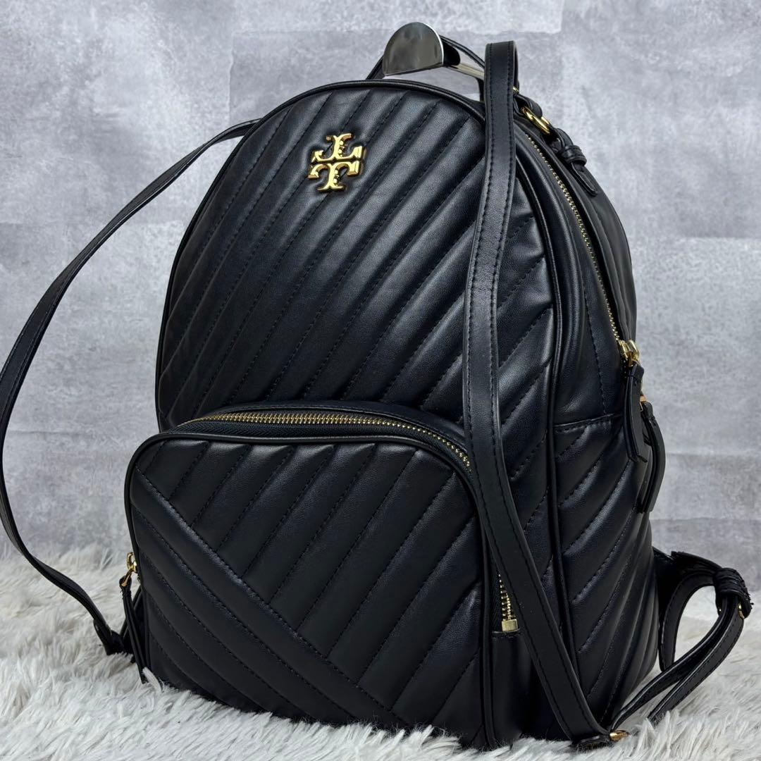 極美品 トリーバーチ レザー リュック シェブロン フラップ フレミング 黒