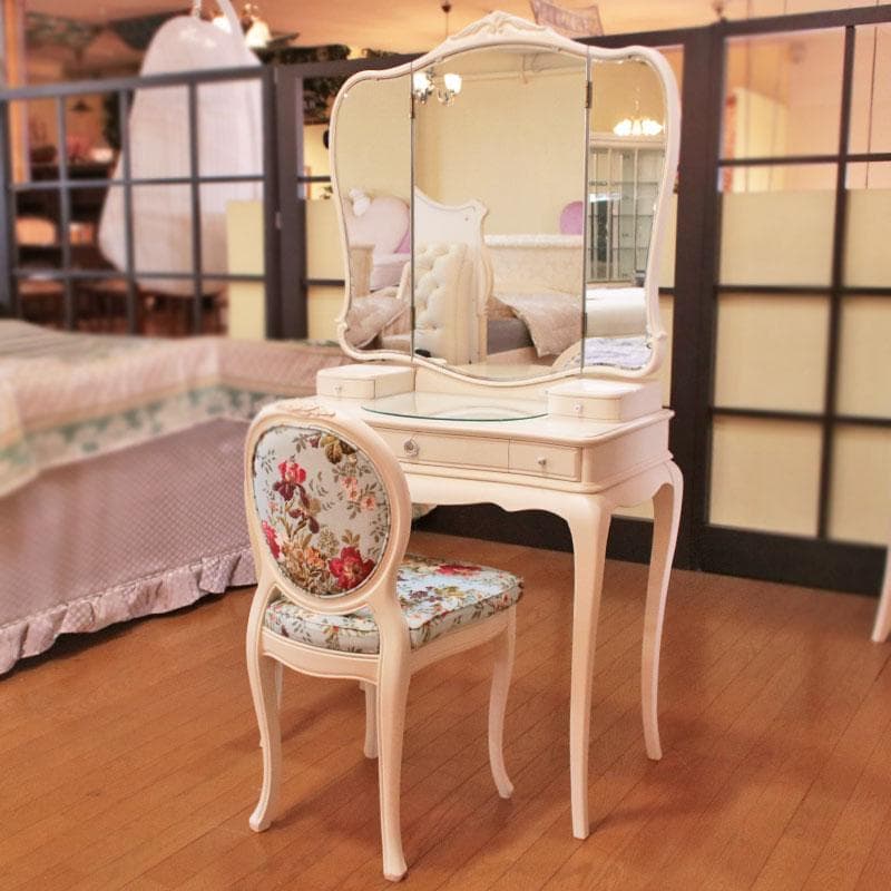 カンティーニュ ドレッサーデスク チェア ルーシー 猫脚 鏡台 白家具 コスメ