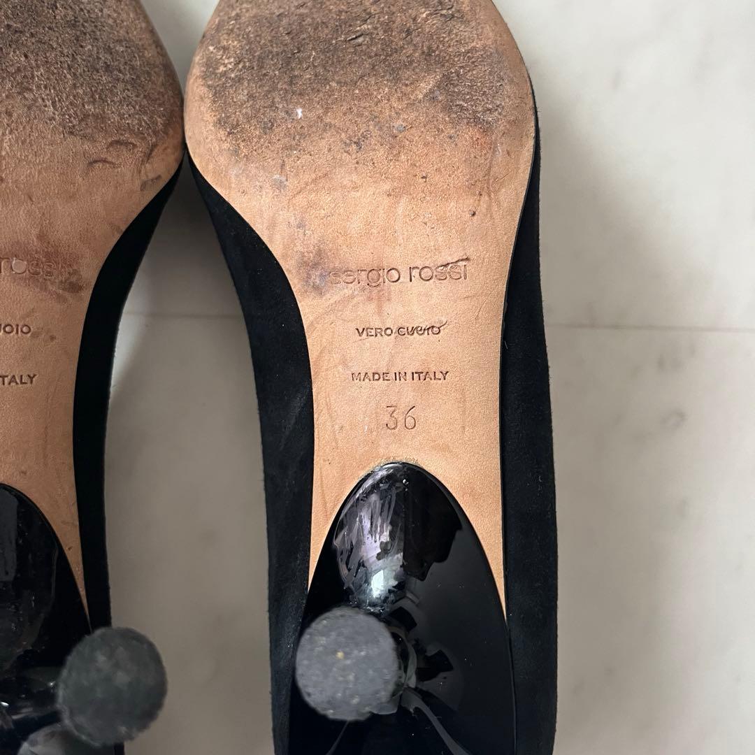 美品♡セルジオロッシ シルバーメタル トゥキャップ パンプス ブラック 36