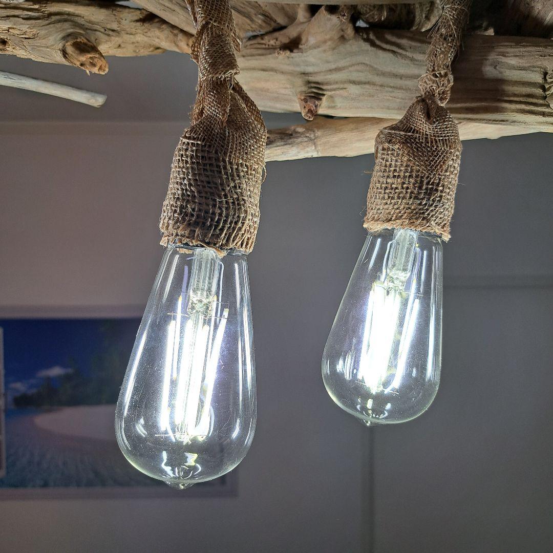 流木ランプ　エジソンwhite付　淡い明かりでお部屋をおしゃれに　6灯タイプ