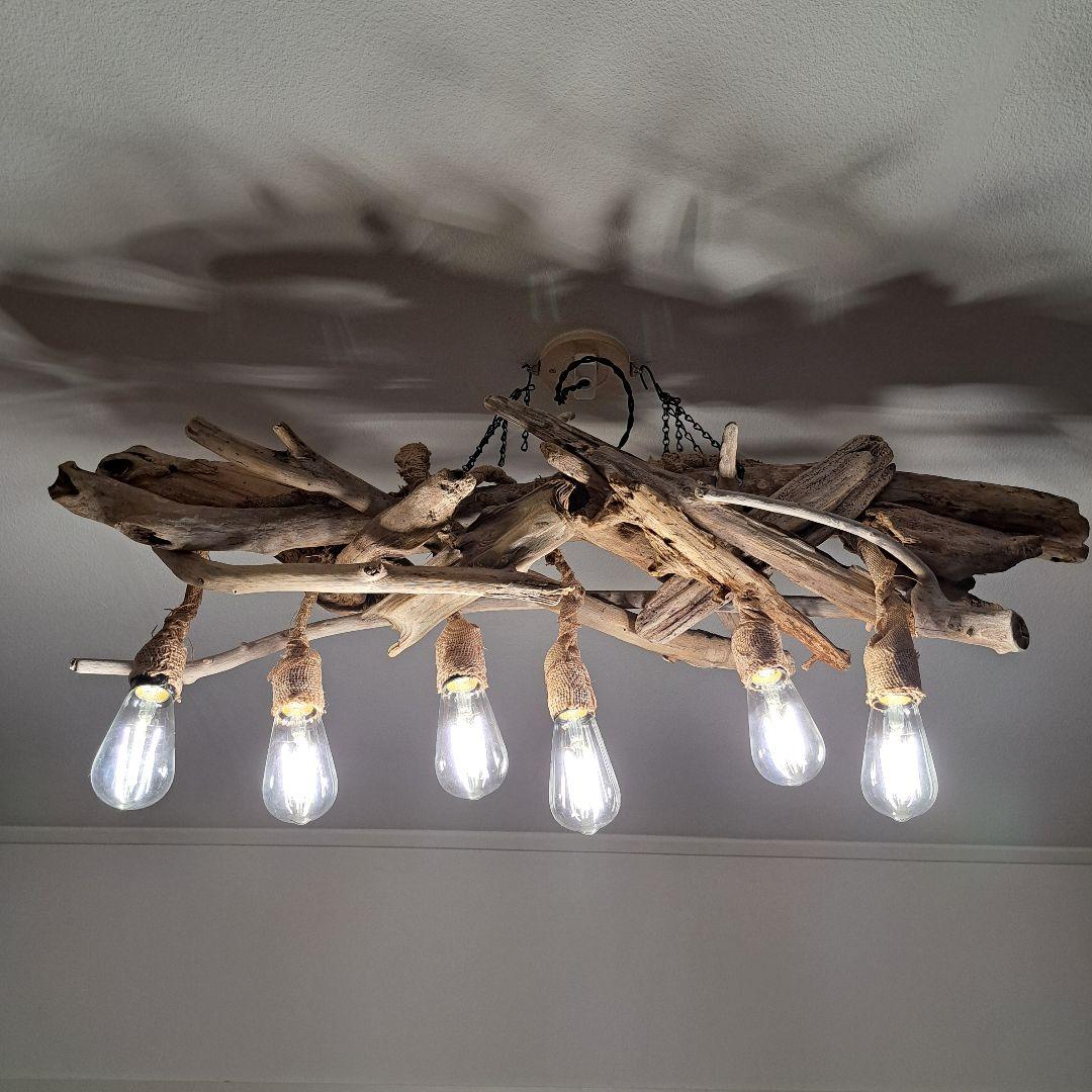 流木ランプ　エジソンwhite付　淡い明かりでお部屋をおしゃれに　6灯タイプ