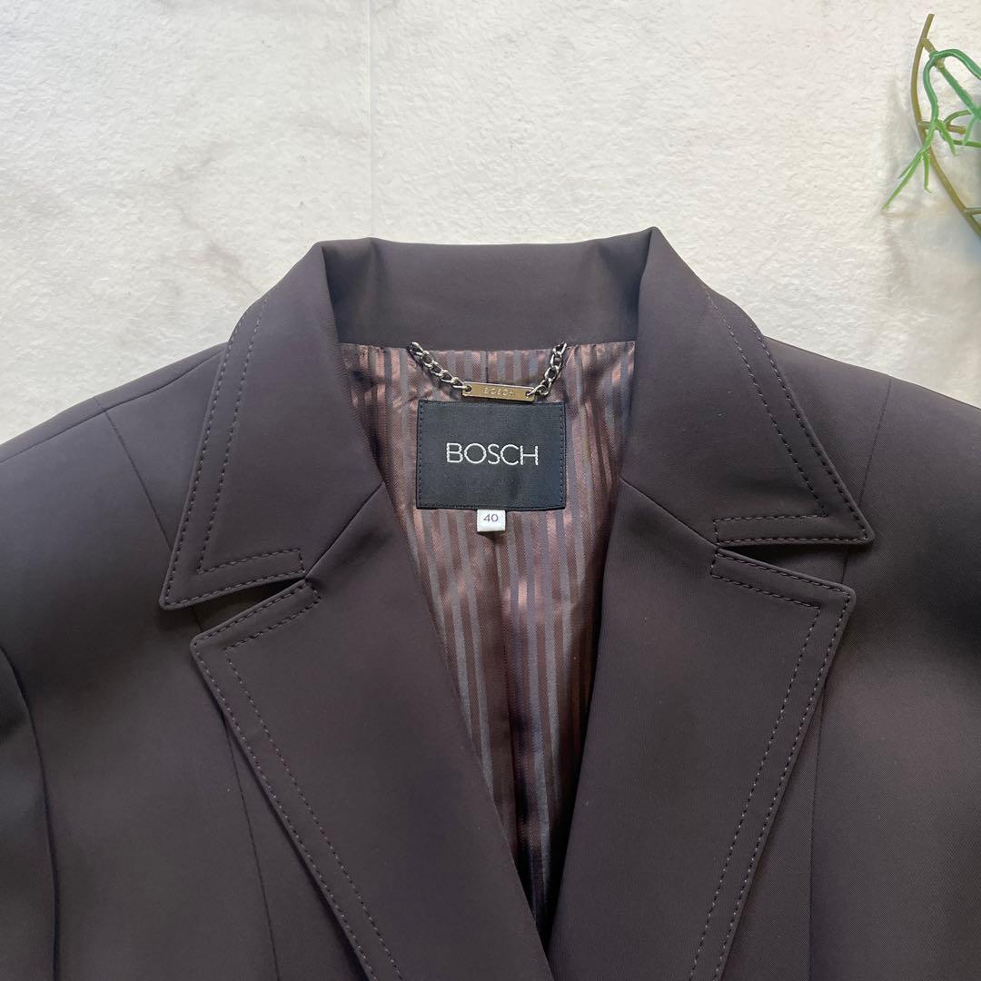極美品　BOSCH パンツスーツ　テーラードジャケット　40/38 ブラウン