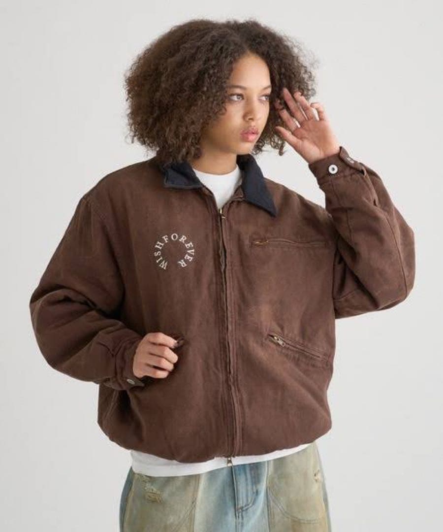 wish for everドローコードビンテージライクショートダックジャケット