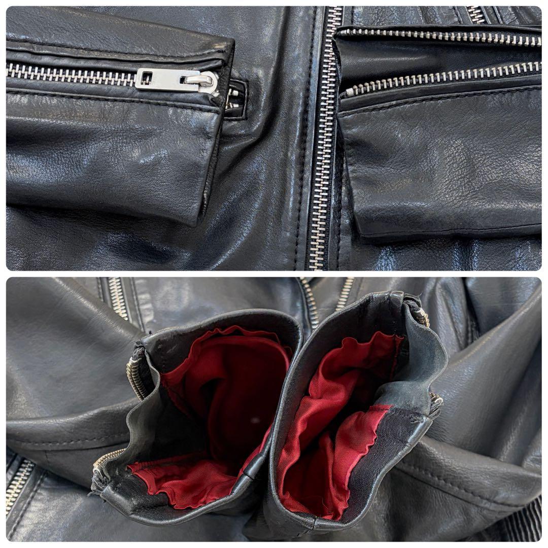 ディーゼル　ダブル　レザージャケット　ライダース　黒　Free 羊革