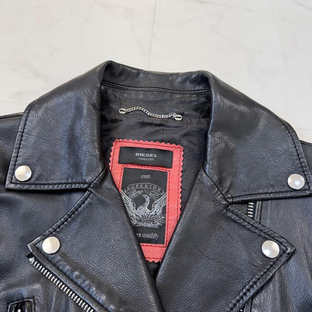 ディーゼル　ダブル　レザージャケット　ライダース　黒　Free 羊革