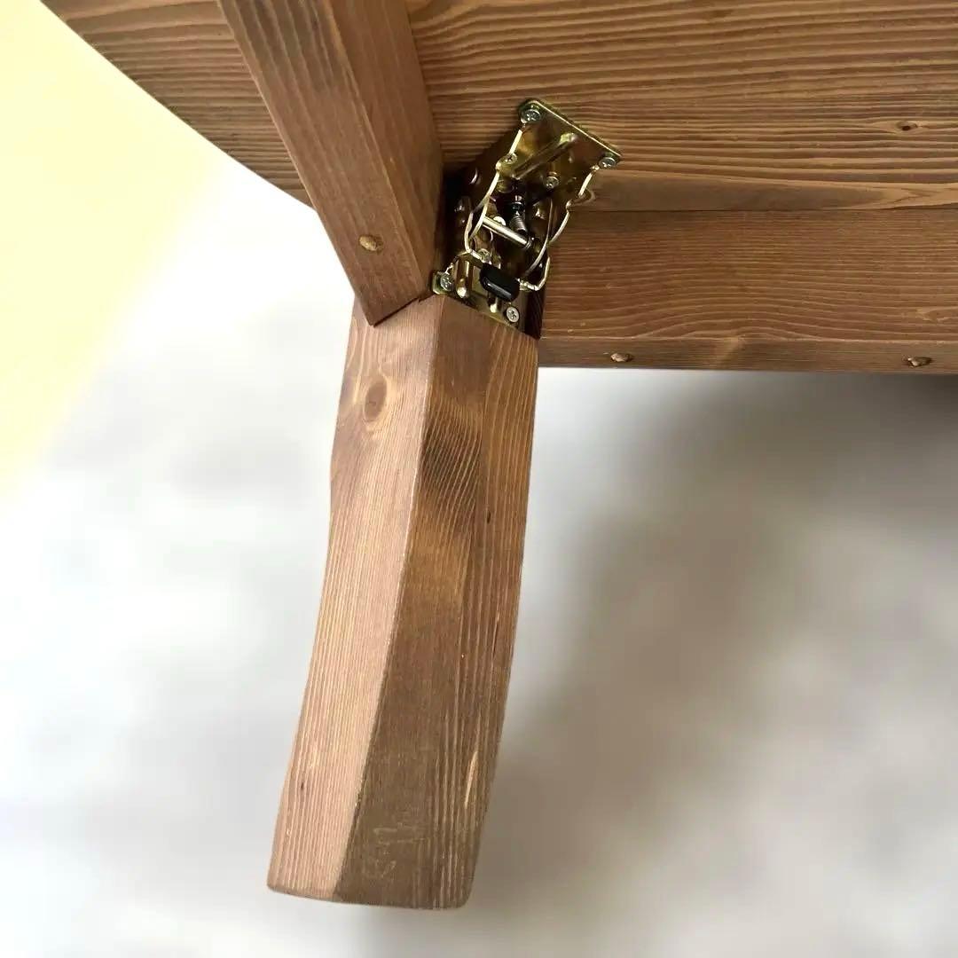 高級折りたたみ式 丸座卓天然木国産松無垢材パイン材 円卓90cm オイル塗装