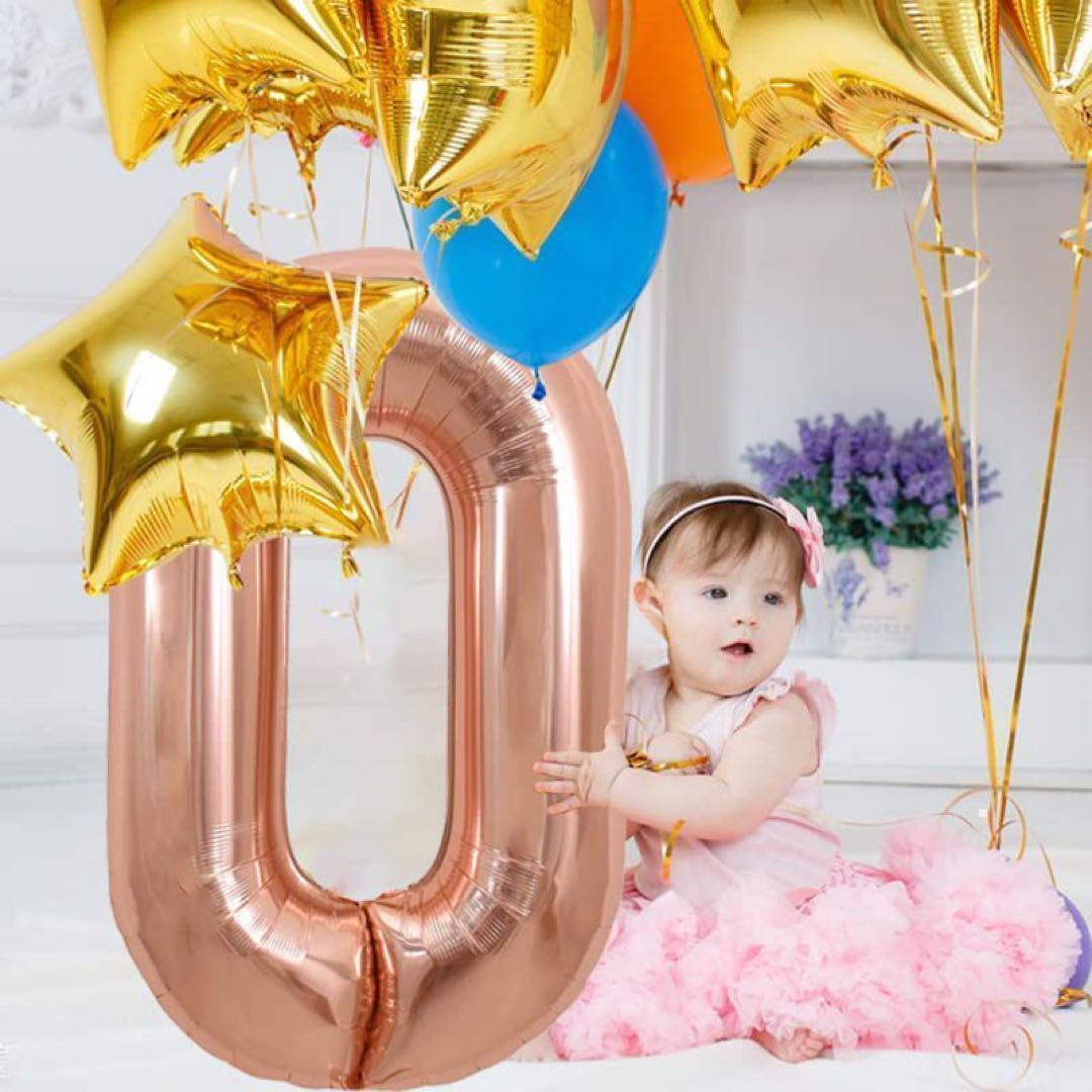 素敵な日に✨数字バルーン ローズゴールド アルミ風船 誕生日 ナンバー0