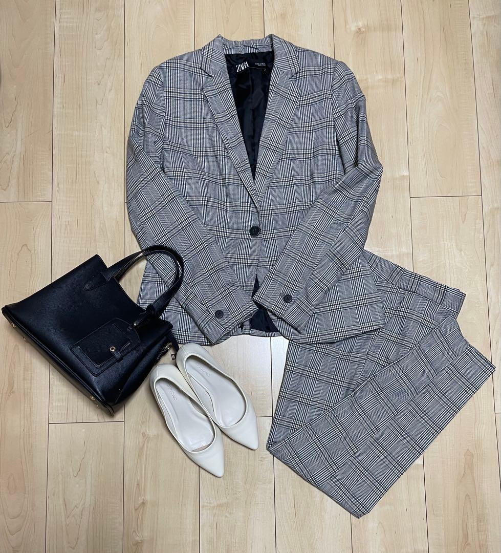ZARA セットアップ　パンツスーツ　グレンチェック柄　入園式　入学式