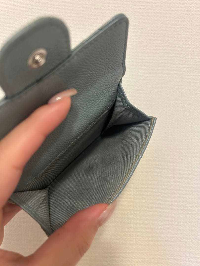 CHANEL スモールフラップウォレット　 ブルーグレー　マトラッセ三つ折り財布