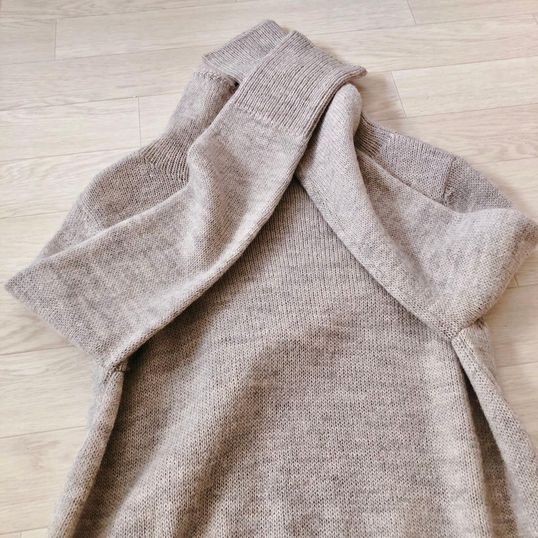 美品✨　モラビト ウール アルパカ　ハイネック ニットプルオーバー　グレージュ