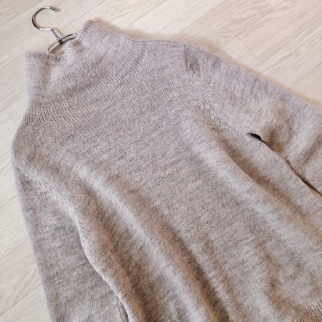 美品✨　モラビト ウール アルパカ　ハイネック ニットプルオーバー　グレージュ