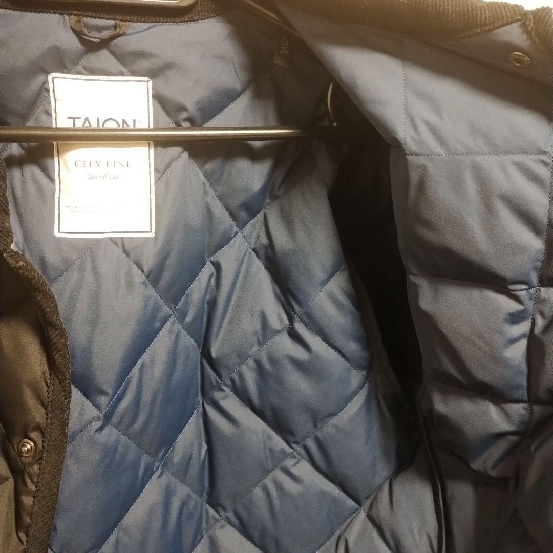 TAION パイピングバイカラーロングダウンコート　Lサイズ BLACK