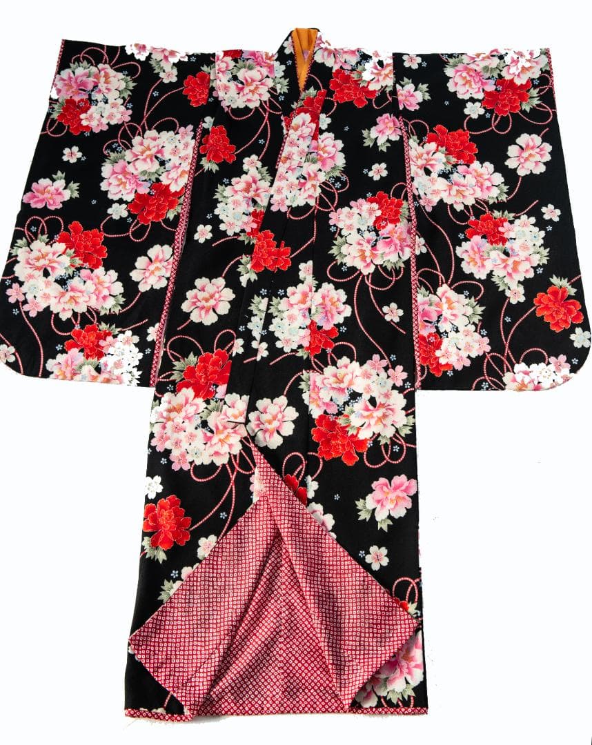 ジャパンスタイル　七五三　 7歳～10歳位まで 　豪華　振袖着物　黒