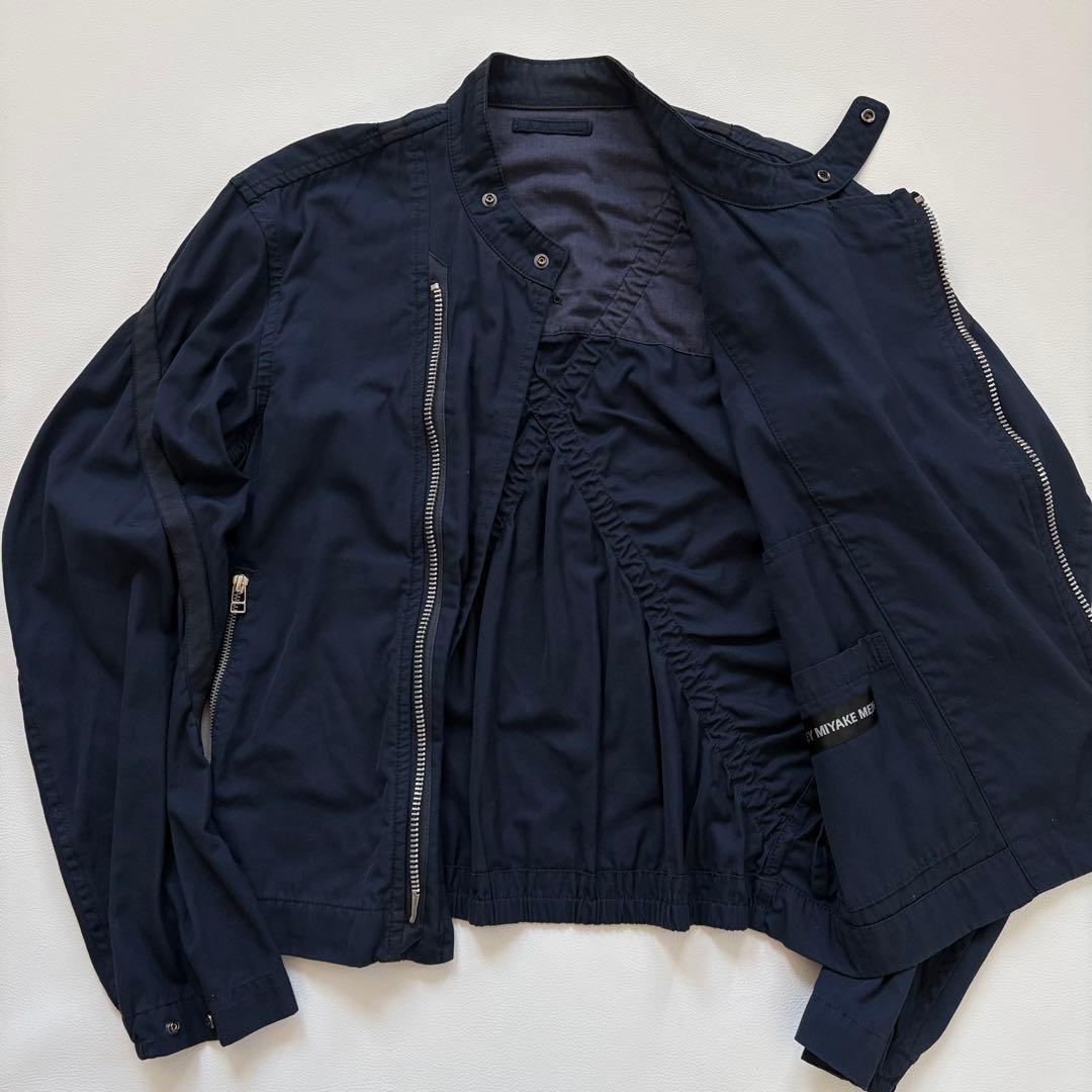 ISSEY MIYAKE MEN コットン　ボンバージャケット ネイビー　M