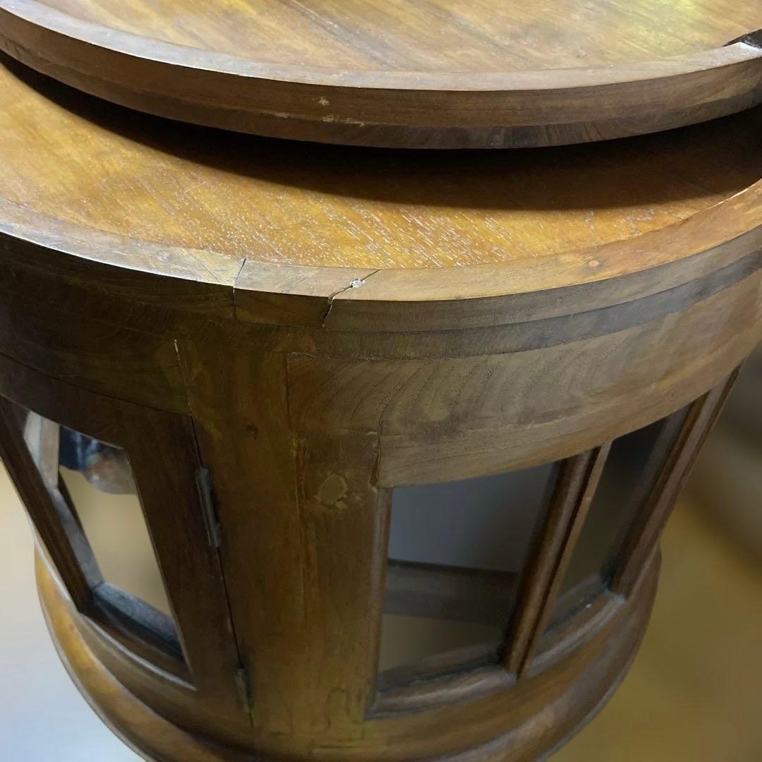 無垢材 イタリアクラシック家具 トレイ付きティーテーブル ガラスショーケース