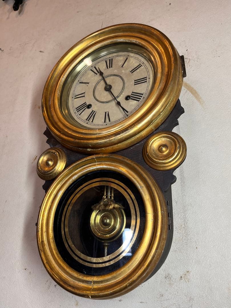 程度良！半打有！イングラハム 金ダルマ　柱時計　古時計　振り子　レトロ　精工舎