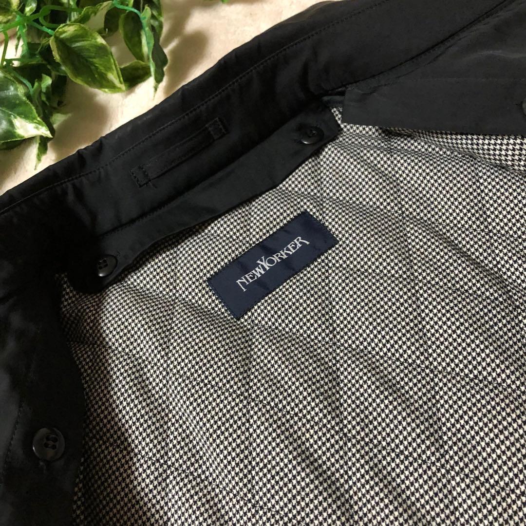 極美品　ニューヨーカー　トレンチコート　中綿ライナー　ブラック　千鳥柄　Lサイズ