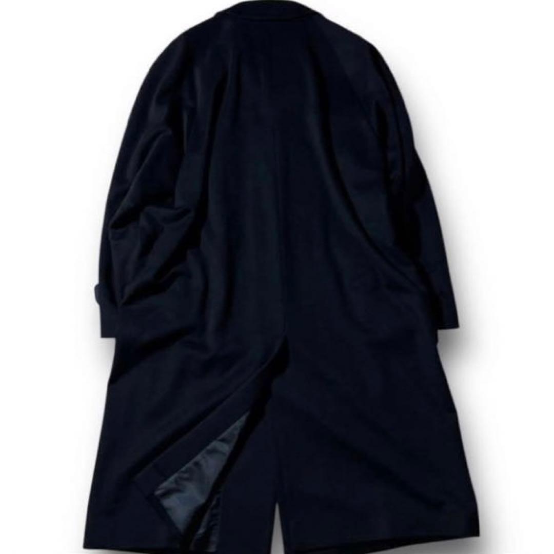 26万 XXL カシミヤ 100% バルマカーン コート コロンボ ネイビー