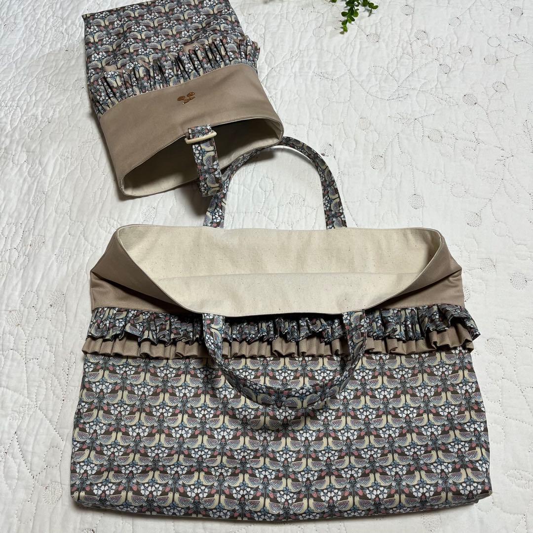 手提げバッグ　お着替え袋　上靴袋　3点　リバティ　ストロベリーフィースト　入園