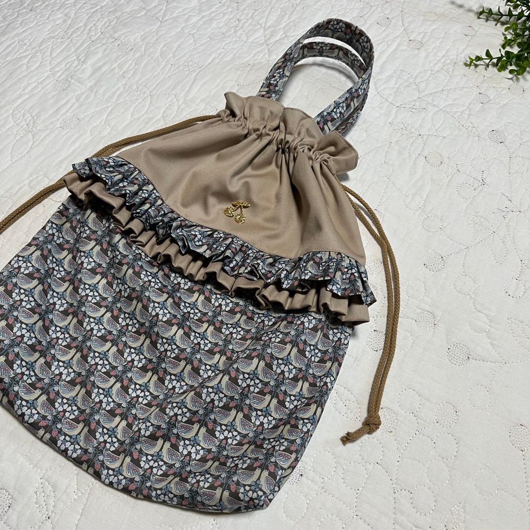 手提げバッグ　お着替え袋　上靴袋　3点　リバティ　ストロベリーフィースト　入園