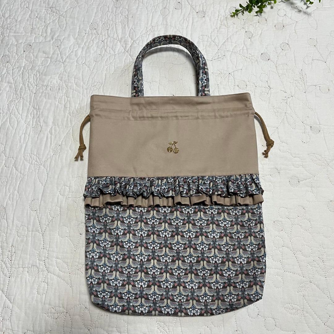 手提げバッグ　お着替え袋　上靴袋　3点　リバティ　ストロベリーフィースト　入園