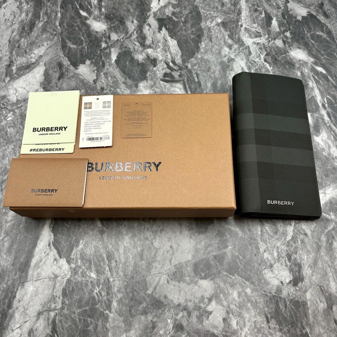 極美品✨バーバリー 長財布 2つ折り 現行モデル ブラック 箱付き