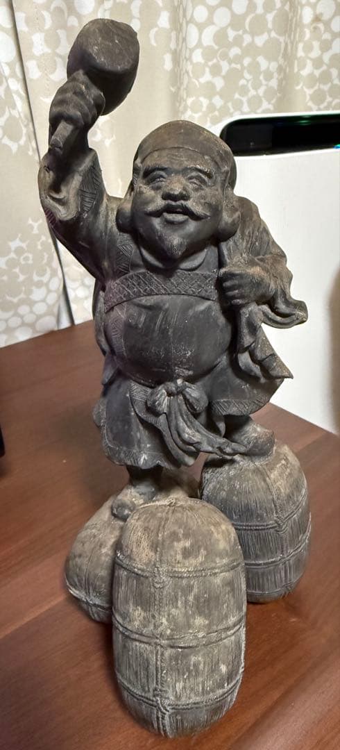 七福神 大黒天像 三俵 唐銅？材質不明 和風 置物 招福 縁起物 骨董 工芸