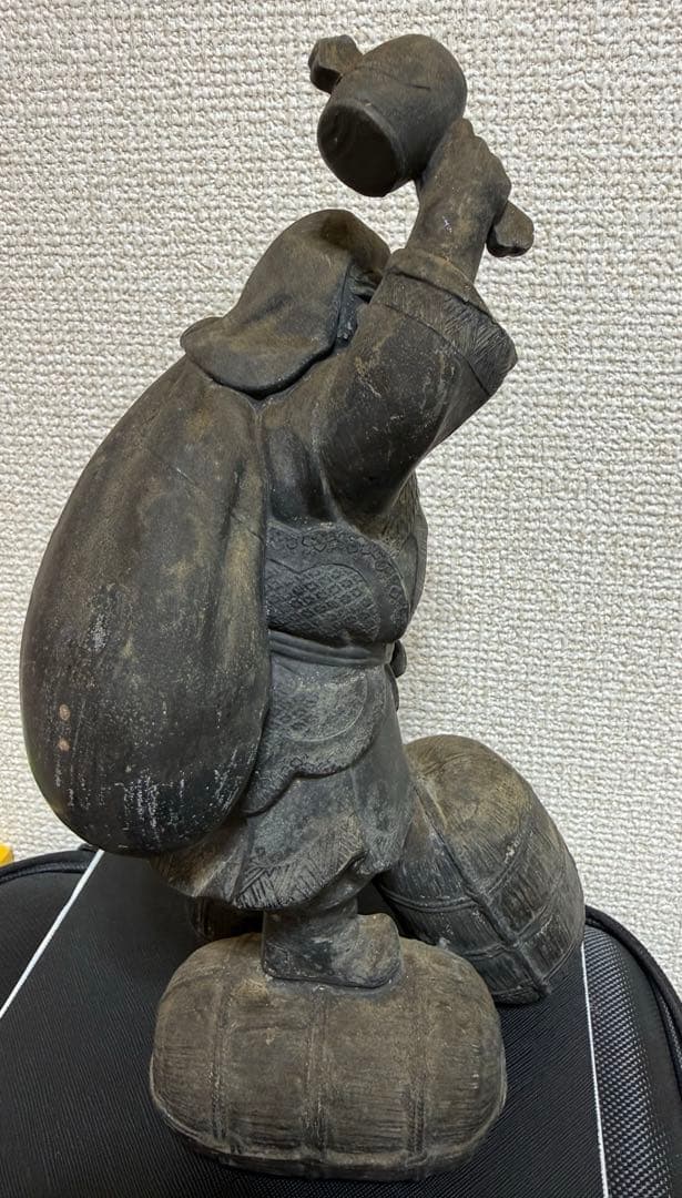 七福神 大黒天像 三俵 唐銅？材質不明 和風 置物 招福 縁起物 骨董 工芸