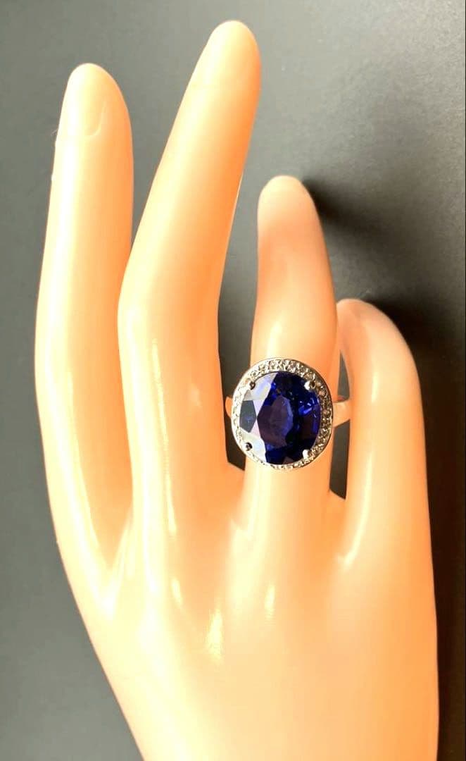 スリランカ産 天然ブルーサファイア 9.3CT ホワイトサファイアS925 指輪