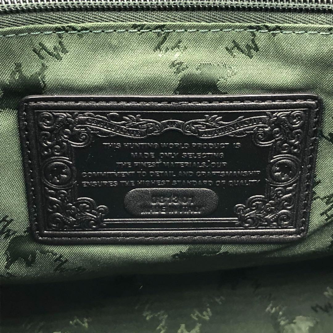 未使用級 ハンティングワールド メッセンジャーバッグ PVC レザー ブラック