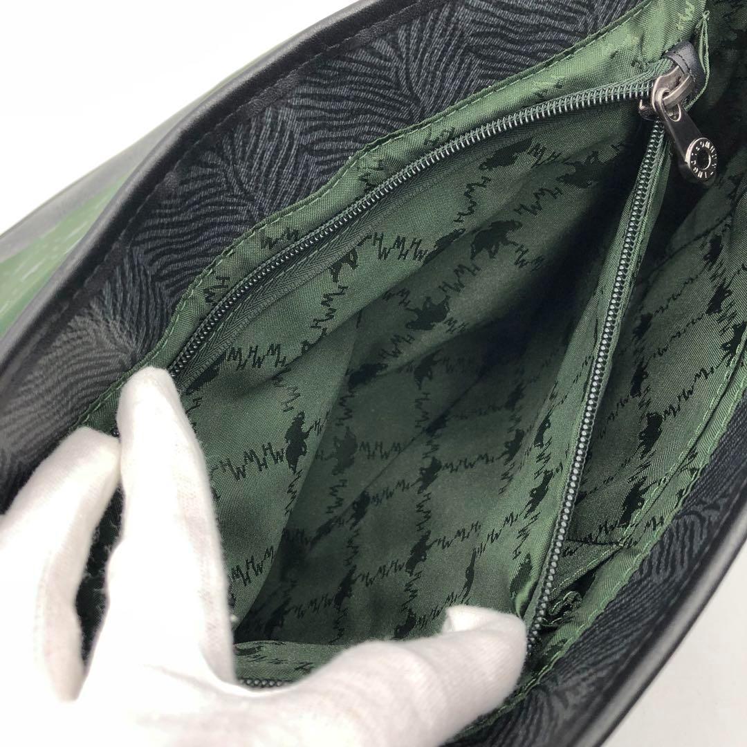 未使用級 ハンティングワールド メッセンジャーバッグ PVC レザー ブラック