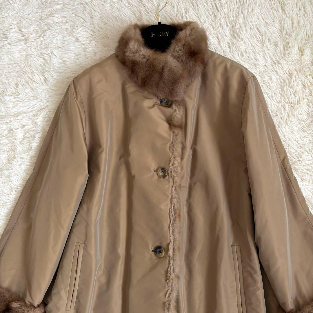 レリアン ロングコート リアルファー イヴサロモン 光沢 大きいサイズ 13+