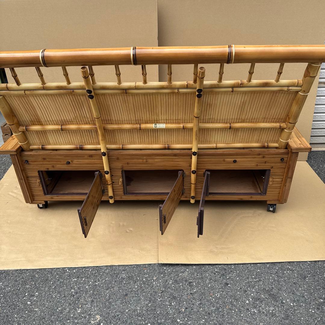 梅里竹芸　三人掛けソファー　ベンチ　竹製　【A-99】