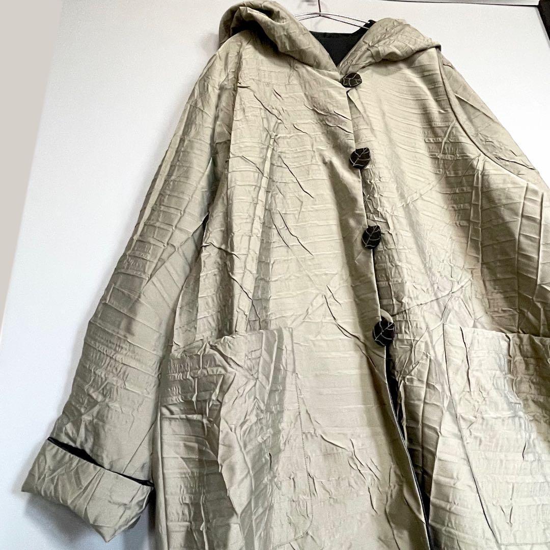 F：約6万　入手困難　 PINORE リバーシブル フード付　ロング イタリア製