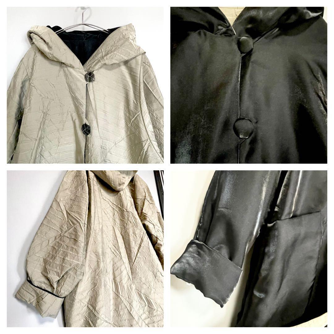 F：約6万　入手困難　 PINORE リバーシブル フード付　ロング イタリア製