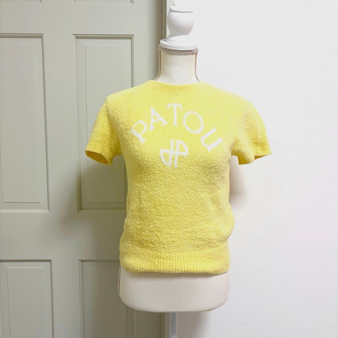 patou パトゥ オーガニックコットンジャカードニット ロゴ 黄色