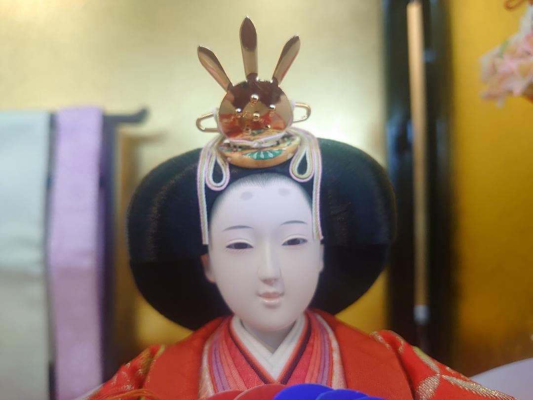 ●新品●　おひなさまフルセット　さくら柄金襴衣装と金屏風