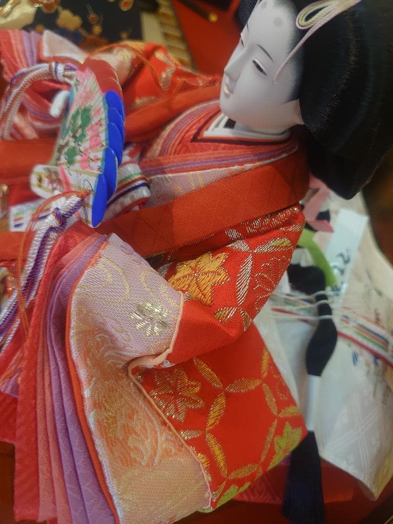 ●新品●　おひなさまフルセット　さくら柄金襴衣装と金屏風