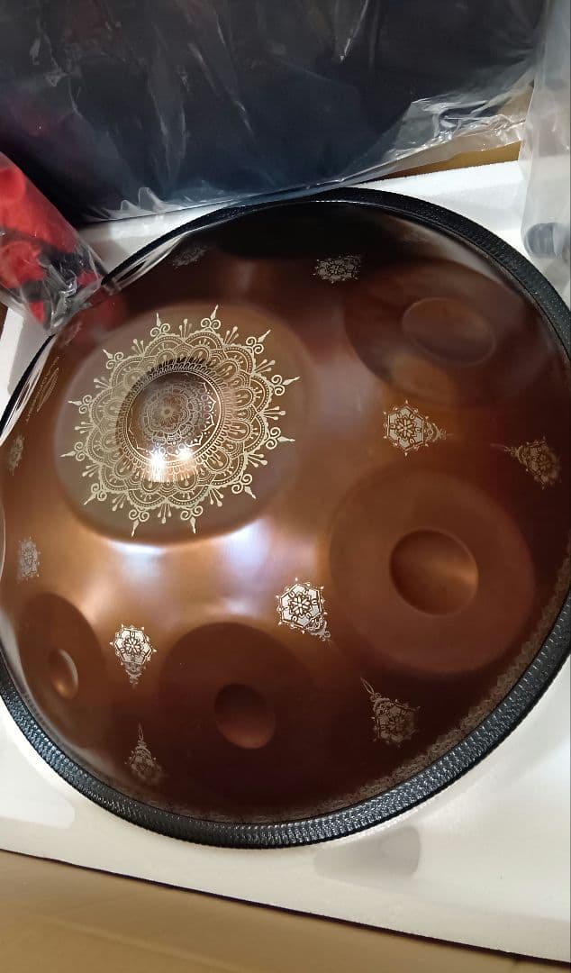 新品ハンドパン 9音 18インチ Gマイナー ヨガ瞑想 楽器スタンド 曼荼羅模様