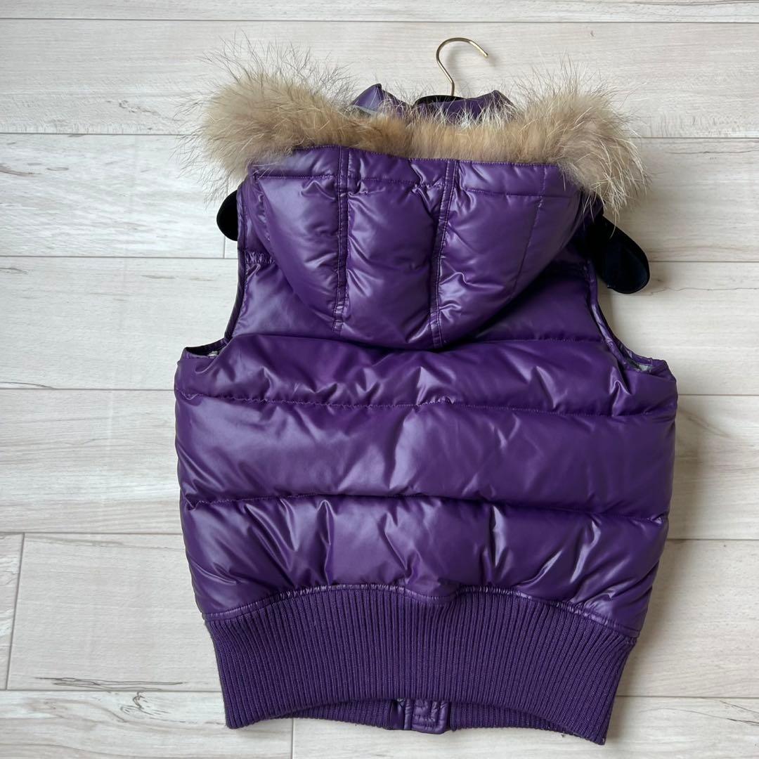 希少カラー　バーバリーブルーレーベル　ダウンベスト　ファー　チェック　2way