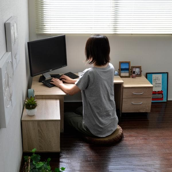 《新品・送料無料》ローデスク3点セット 85cm幅 デスク+ラック+チェスト