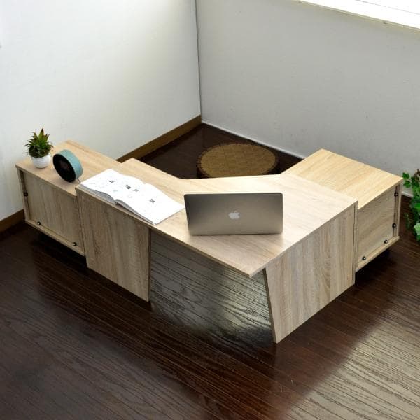 《新品・送料無料》ローデスク3点セット 85cm幅 デスク+ラック+チェスト