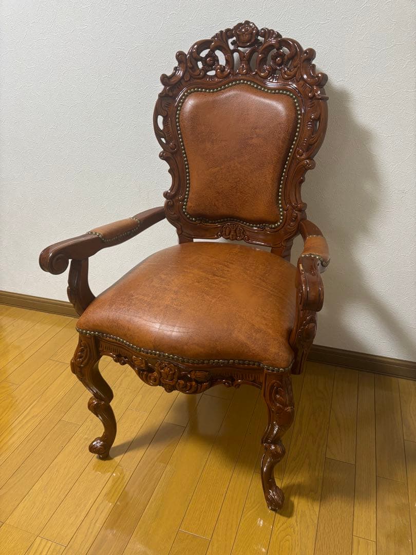 本日限定価格！革張アンティークチェア 肘掛け付 古録展 送料無料