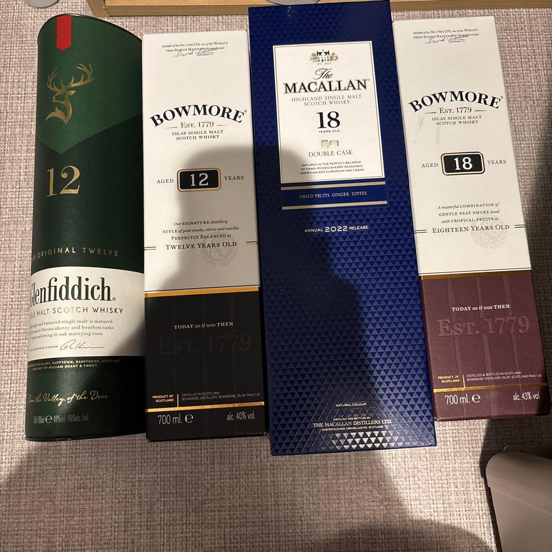 マッカラン18年　ボウモア12年18年グレンフィディック12年