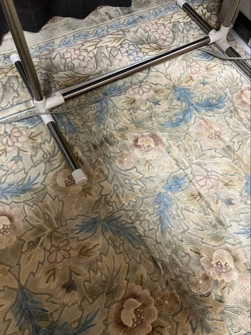 段通　絨毯　約3畳用　カーペット・ラグ・絹　シルク　242×245cm厚み1cm