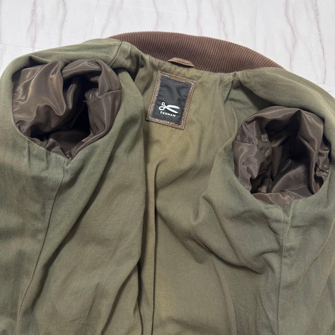 デンハム レザーブルゾン ショールカラー ボタン ブラウン Mサイズ 本革 リブ