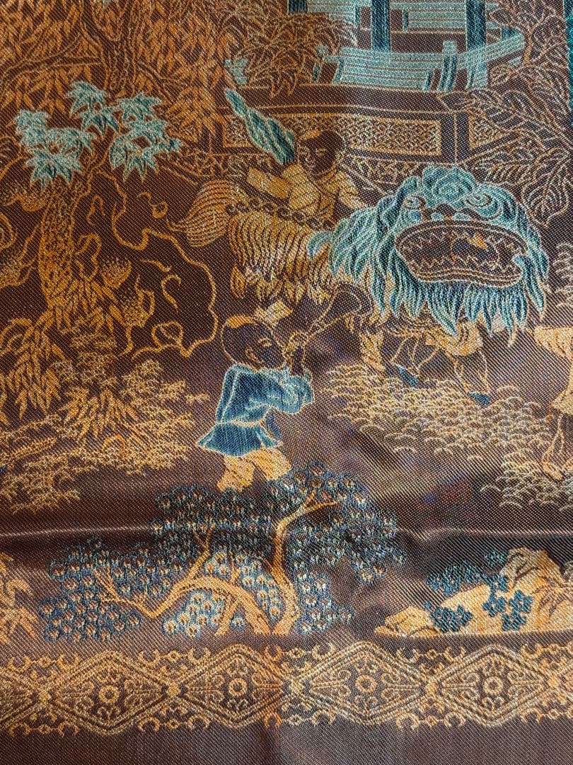 清末蘇州繍—五彩古絹両面刺繍唐子吉祥文様緞通織り