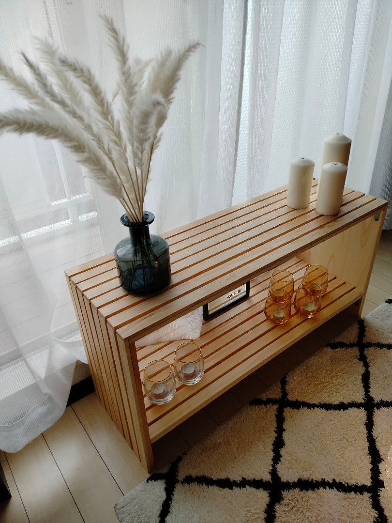 杉ルーバーの木箱　飾り棚　本棚　テレビボード　センターテーブル　サイドテーブル