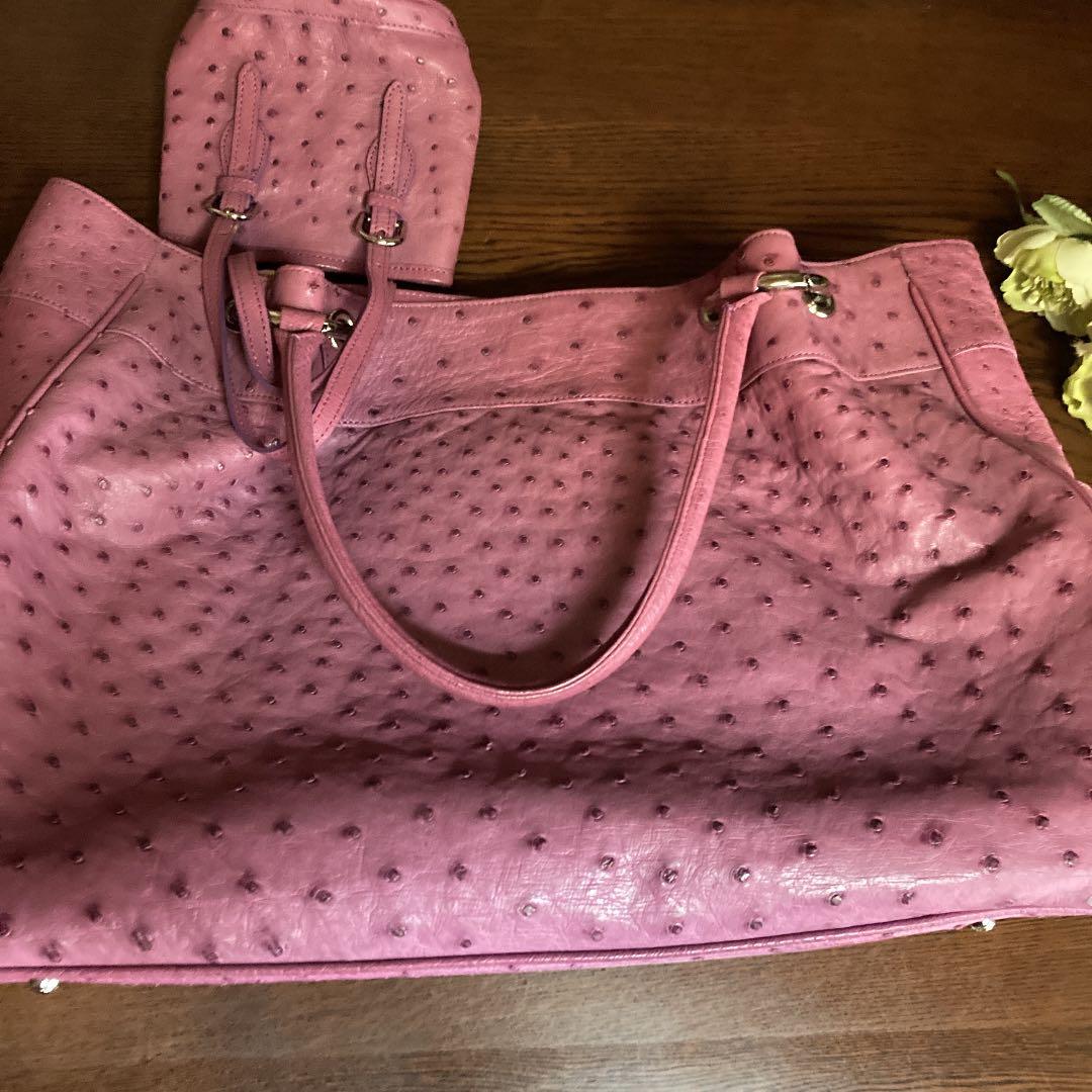 【美品】オーストリッチ　ボストンバッグ日本製　マドレーヌ